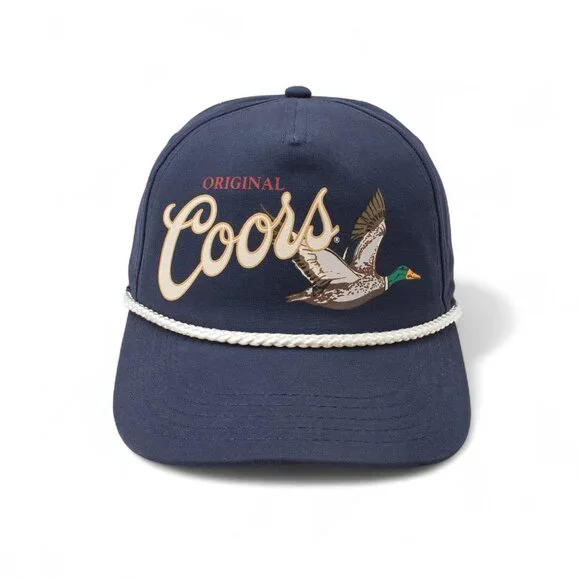 Coors Cappy Navy Blue Hunting/Fishing Rope Hat Duck Print Snapback - Picture 3 of 5